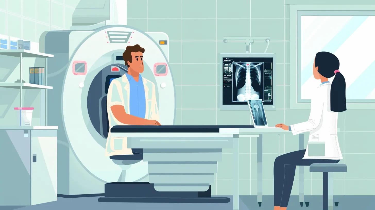 Patient receiving an X-ray at Ridgeline Medical, with a radiologist evaluating images, highlighting same-day results and expert care